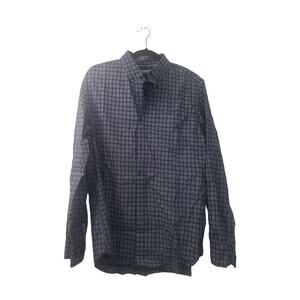 Banana Republic‎ Slim Fit Gray/Blue Plaid Button Collar Shirt Mens sz L